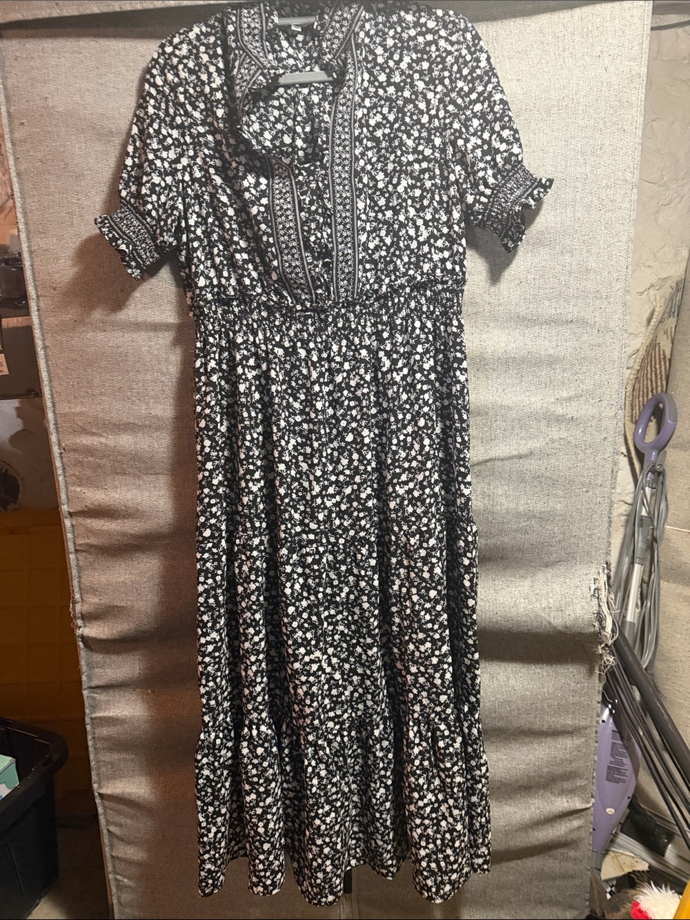 London Style Black and White Floral Maxi Dress